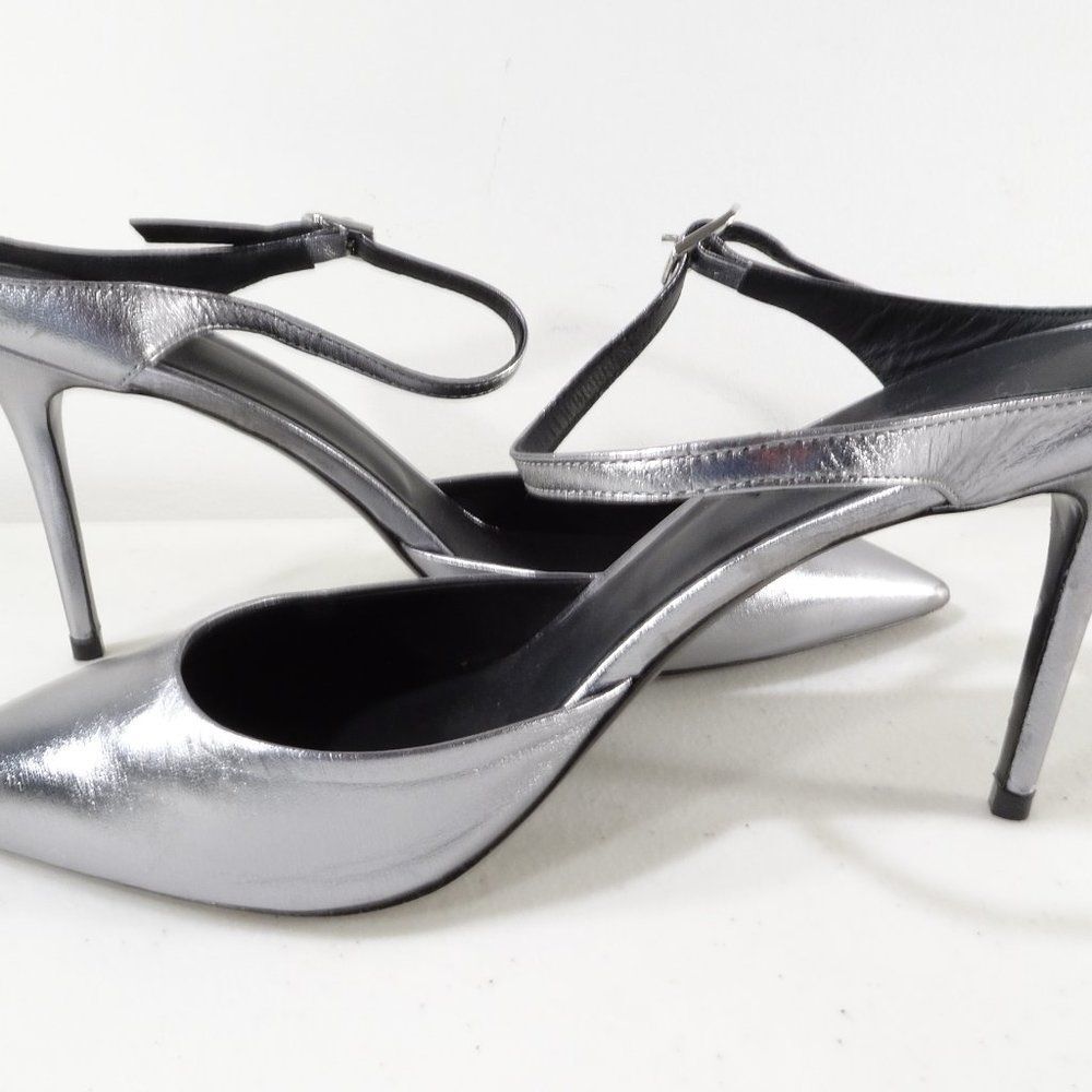 Theory Metallic Leather Mule Pumps 40 NWOB IRRG 595 Sz 40 IRRG - Picture 4 of 16